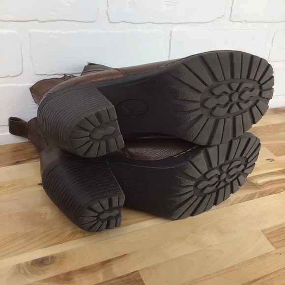 B.O.C. Distressed leather ankle heeled boots brown chunky booties southwestern 9 - Picture 9 of 16